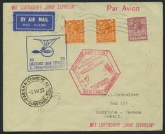 ZULEITUNGSPOST 219B BRIEF, Großbritannien: 1933, 3. Südamerikafahrt, Anschlußflug Ab Berlin, Prachtbrief - Posta Aerea & Zeppelin