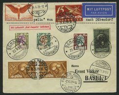 ZULEITUNGSPOST 45 BRIEF, Liechtenstein: 1929, Fahrt Nach Zürich-Dübendorf, Mit Mischfrankatur Schweiz-Liechtenstein, Pra - Airmail & Zeppelin