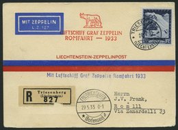 ZULEITUNGSPOST 207 BRIEF, Liechtenstein: 1933, Italienfahrt, Abgabe Rom, Prachtkarte - Luft- Und Zeppelinpost
