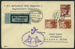 ZULEITUNGSPOST 122 BRIEF, Österreich: 1931, Englandfahrt, Prachtbrief - Luft- Und Zeppelinpost