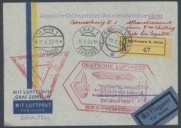 ZULEITUNGSPOST 238E BRIEF, Österreich: 1933, Chicagofahrt, Anschlussflug Ab Berlin, Bis Akron, Bar Frankiert, Einschreib - Luft- Und Zeppelinpost