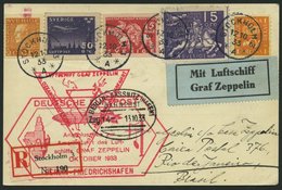 ZULEITUNGSPOST 238E BRIEF, Schweden: 1933, Chicagofahrt, Anschlußflug Ab Berlin, Einschreibkarte, Pracht - Luft- Und Zeppelinpost