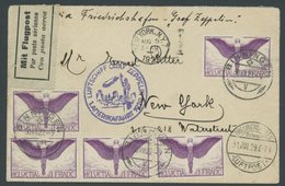 ZULEITUNGSPOST 27 BRIEF, Schweiz: 1929, 1. Nordamerikafahrt, Ohne Verzögerungsstempel, Frankiert Mit 5x Mi.Nr. 191x, Pra - Luft- Und Zeppelinpost
