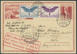 ZULEITUNGSPOST 72g BRIEF, Schweiz: 1930, Fahrt In Das Befreite Rheinland, Abwurf Koblenz, Prachtkarte - Luft- Und Zeppelinpost