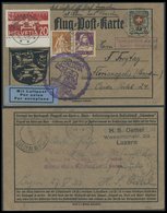 ZULEITUNGSPOST 207/214B BRIEF, Schweiz: 1933, Italienfahrt, Nachverwendete Flugpostkarte Ab Zürich, Mit 20 Cts Nachgebüh - Luft- Und Zeppelinpost