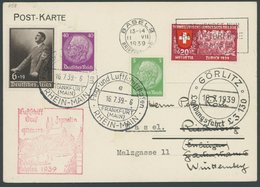 ZULEITUNGSPOST 458 BRIEF, Schweiz: 1939, Fahrt Nach Görlitz, Mit Deutsch/schweizer Frankatur, Karte Feinst - Airmail & Zeppelin