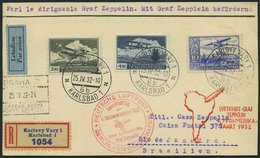 ZULEITUNGSPOST 157B BRIEF, Tschechoslowakei: 1932, 3. Südamerikafahrt, Einschreibkarte, Pracht - Luft- Und Zeppelinpost