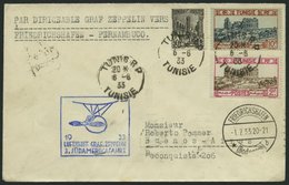 ZULEITUNGSPOST 219 BRIEF, Tunesien: 1933, 3. Südamerikafahrt, Prachtbrief - Airmail & Zeppelin