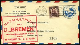 KATAPULTPOST 2a BRIEF, 1.8.1929, &quot,Bremen&quot, - Bremen, US-Landpostaufgabe, Prachtbrief - Storia Postale