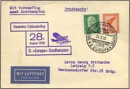 KATAPULTPOST 103c BRIEF, 28.8.1932, Europa - Southampton, Deutsche Seepostaufgabe, Drucksache, Pracht - Storia Postale