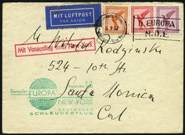 KATAPULTPOST 105b BRIEF, 6.9.1932, &quot,Europa&quot, - New York, Seepostaufgabe, Brief Feinst - Covers & Documents