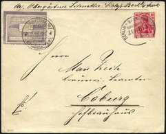 HALBAMTLICHE FLUGMARKEN 2A BRIEF, 1912, Bork-Brück Violett, Geflügelter Brief, Gezähnt, Auf Flugbrief Von Bork Nach Brüc - Aerei