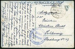 LUFTFAHRT IM I. WELTKRIEG 1918, KOMMANDEUR DER FLIEGER 5. ARMEE, Blauer Briefstempel Auf Ansichtskarte, Pracht, R! - Airmail & Zeppelin