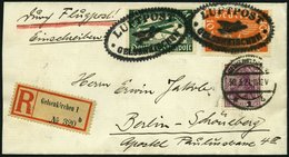 LUFTPOSTAUFGABESTEMPEL 16-03a BRIEF, 30.3.1921, Gelsenkirchen Luftpost (Taube Mit Brief) In Schwarz Auf Einschreibbrief  - Aerei