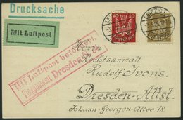 LUFTPOSTBESTÄTIGUNGSSTPL 27-01 BRIEF, DRESDEN, Flugpostamt N. 31, Drucksache Von LEIPZIG Nach Dresden-Altst., Prachtkart - Airmail & Zeppelin