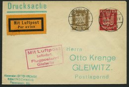 LUFTPOSTBESTÄTIGUNGSSTPL 45-01a BRIEF, GLEIWITZ In Rot, Drucksache Von BRESLAU Nach Gleiwitz, Prachtbrief - Airmail & Zeppelin