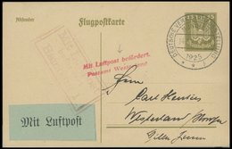 LUFTPOSTBESTÄTIGUNGSSTPL 109-01a BRIEF, WESTERLAND In Rot Und HAMBURG In Rotviolett, Flugpostkarte Von MÜNCHEN Nach West - Airmail & Zeppelin