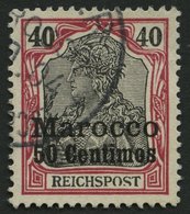 DP IN MAROKKO 13PFII O, 1900, 50 C. Auf 40 Pf. Mit Plattenfehler Reichspost Unten Angeschnitten, O In Post Meist Offen,  - Marocco (uffici)