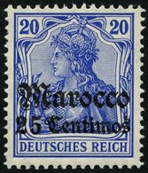 DP IN MAROKKO 37a **, 1907, 25 C. Auf 20 Pf. Lilaultramarin, Mit Wz., Postfrisch, Pracht, Mi. 60.- - Deutsche Post In Marokko