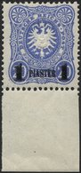 DP TÜRKEI 3Na **, 1891, 1 PIA. Auf 20 Pf., Nachdruck, Mit Breitem Unterrand, Postfrisch, Pracht, Mi. (100.-) - Turkey (offices)