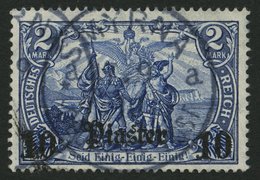 DP TÜRKEI 45 O, 1906, 10 Pia. Auf 2 M., Mit Wz., Pracht, Gepr. Bothe, Mi. 60.- - Deutsche Post In Der Türkei