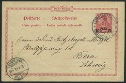DP TÜRKEI P 7 BRIEF, 1900, 20 PARA Auf 10 Pf. Reichspost Stempel CONSTANTINOPEL 3 **, Prachtkarte In Die Schweiz - Deutsche Post In Der Türkei