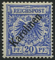 KAROLINEN 4I *, 1899, 20 Pf. Diagonaler Aufdruck, Falzreste, Pracht, Gepr. Bothe, Mi. 75.- - Karolinen