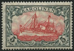 KAROLINEN 22IA *, 1915, 5 M. Grünschwarz/dunkelkarmin, Mit Wz., Friedensdruck, Falzrest, Pracht, Gepr. Jäschke-L., Mi. 2 - Isole Caroline