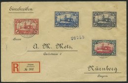 MARIANEN 16-19 BRIEF, 1901, 1 - 5 M. Kaiseryacht, Ohne Wz., Auf überfrankiertem Einschreibbrief Von SAIPAN Nach Nürnberg - Marianen