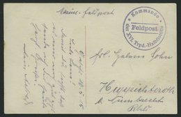 MSP VON 1914 - 1918 (16. T-Boots Halbflottille), 10.5.1915, Violetter Feldpost- Briefstempel, Feldpostkarte Von Bord Ein - Deutsche Post In Der Türkei