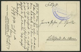 MSP VON 1914 - 1918 (Sperrfahrzeugdivision Der Elbe), 29.7.1915, Blauvioletter Briefstempel, Feldpost-Ansichtskarte Von  - Deutsche Post In Der Türkei