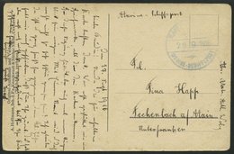 MSP VON 1914 - 1918 403 (Sperrfahrzeugdivision Der Elbe) In Blau, 28.9.1916, Feldpost- Ansichtskarte Von Bord Eines Sper - Deutsche Post In Der Türkei