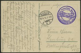 MSP VON 1914 - 1918 (Kriegsfeuerschiff Der Hever), 20.6.1916, Violetter Briefstempel, Poststempel Husum, Feldpost-Ansich - Turchia (uffici)