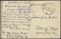 DT. FP IM BALTIKUM 1914/18 219. Infanterie-Division, 20.2.18, Mit Ausgestanztem Stempel K.D. FELDPOST A Auf Ansichtskart - Lettonia