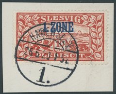 SCHLESWIG 28b BrfStk, 1920, 10 Kr. 1. Zone, Aufdruck Blau, Prachtbriefstück, Gepr. Gruber, Mi. (240.-) - Sonstige & Ohne Zuordnung