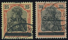 SAARGEBIET 9a,10xI O, 1920, 25 Pf. Rötlichorange/schwarz Auf Gelbweiß Und 30 Pf. Dunkelrotorange/schwarz Auf Hellchromge - Otros & Sin Clasificación