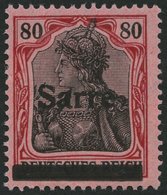 SAARGEBIET 16I *, 1920, 80 Pf. Karminrot/grauschwarz Auf Mittelgraurot, Type I, Falzreste, Pracht, Fotobefund Braun, Mi. - Other & Unclassified