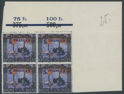 SAARGEBIET 83 VB **, 1921, 5 Fr. Auf 25 M. Burbacher Hütte Im Rechten Oberen Eckrandviererblock, Postfrisch, Pracht - Sonstige & Ohne Zuordnung
