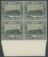 SAARGEBIET 101 VB **, 1923, 75 C. Steingutfabrik Im Unterrandviererblock, Postfrisch, Pracht, Mi. 380.- - Other & Unclassified