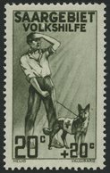 SAARGEBIET 104III **, 1926, 20 Pf. Volkshilfe Mit Abart Apostroph Zwischen L Und K In Volkshilfe Retuschiert (weißer Fle - Sonstige & Ohne Zuordnung