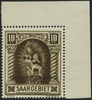 SAARGEBIET 194III **, 1934, 10 Fr. Volksabstimmung Mit Abart Fleck Auf Der 4. Windung Von Unten Auf Der Rechten Säule, P - Altri & Non Classificati