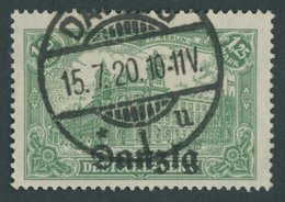 FREIE STADT DANZIG 9b O, 1920, 1.25 M. Bläulichgrün, Zeitgerechte Entwertung DANZIG 9b, Pracht, Kurzbefund Soecknick, Mi - Sonstige & Ohne Zuordnung