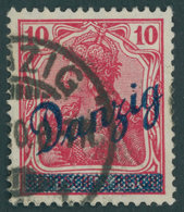 FREIE STADT DANZIG 36a O, 1920, 10 Pf. Dunkelrosarot Kleiner Innendienst, Pracht, Gepr. Kniep Und Infla, Mi. 220.- - Other & Unclassified