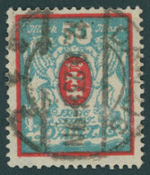 FREIE STADT DANZIG 127YF O, 1923, 50 M. Mittelgrünlichblau, Wz. 4 (Fliesen), Ohne Rosettenunterdruck, Pracht, Gepr. Grub - Sonstige & Ohne Zuordnung