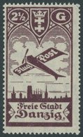 FREIE STADT DANZIG 206I **, 1924, 21/2 G. Flugpost Mit Plattenfehler Strich Und Bruch Rechts Unten Im Linken Oval, Postf - Sonstige & Ohne Zuordnung