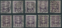 PORTOMARKEN P 1-13b O, 1921/2, Kleines Wappen Braunviolett, 10 Prachtwerte, Alle Gepr. Infla, Mi. 300.- - Otros & Sin Clasificación