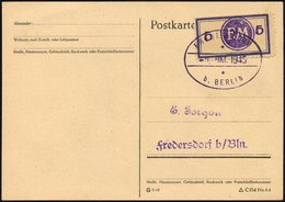 FREDERSDORF Sp 161FI BRIEF, 1945, 5 Pf., Rahmengröße 38x21 Mm, Mit Abart Aufdruck Bläulichviolett, Auf Prachtkarte, Gepr - Privatpost
