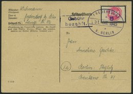 FREDERSDORF Sp 227FIV BRIEF, 1945, 6 Pf., Rahmengröße 28x19 Mm, Große Wertziffer, Mit Abart Wertziffer Bläulichviolett,  - Posta Privata & Locale