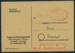 ALL. BES. GEBÜHR BEZAHLT ANDERNACH Gebühr Bezahlt, 18.3.48, Roter Elipsenstempel, Prachtkarte - Sonstige & Ohne Zuordnung