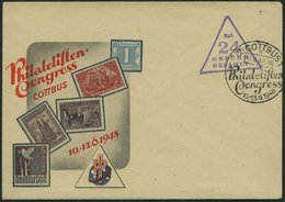 ALL. BES. GEBÜHR BEZAHLT COTTBUS, 1.8.48, Violetter Dreickestempel Rpf./24/GEBÜHR/BEZAHLT, Leer Gestempelter Werbeumschl - Sonstige & Ohne Zuordnung